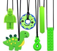 Collier À Macher,6 Pièces Anneau Dentition Bebe,Jouet Dentition Tdah,Autisme Anneaux De Dentition,Silicone Collier À Mâchouiller,Parfait Pour Les Enfants Qui Dentition,Autisme,Tdah (Vert)