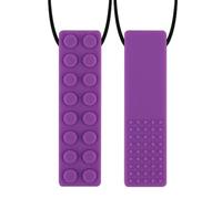 Collier à Mâcher Brique - Jouet Sensoriel Enfant Autisme TSA/TDAH - Silicone Alimentaire sans BPA, Fermoir Sécurisé (Violet)