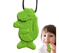 Collier à mâcher en silicone 6,2 x 4 cm | Pendentif dinosaure | Collier à mâcher | Bijoux sensoriels à mâcher pour stimulation, soulagement du stress, mise au point, soutien des besoins sensoriels