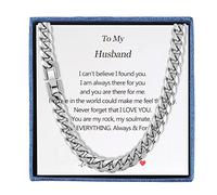 Collier à maillons cubains pour homme, papa, fils, frère, mari, petit ami, cadeau en acier inoxydable argenté pour grand-uation, anniversaire, Noël, anniversaire de mariage avec carte à message, 18