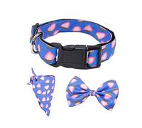 Collier à nœud Papillon 1set pour Chien et Accessoires pour Animaux de Compagnie détachables avec écharpe Triangulaire pour activités de Plein air Bleu