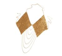 Collier à paillettes en aluminium pour bikini soutien-gorge haut de corps chaîne harnais bijoux or