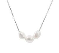 Collier à pendentif avec trois perles de culture d'eau douce, forme baroque, 8-9 et 9-10 mm - Chaîne et Pendentif en Argent Sterling 925 Plaqué Rhodium ou Or 18k par Secret & You - 38 à 45 cm.