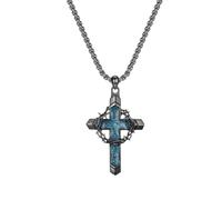 Collier à pendentif quotidien en acier inoxydable, aspect couronne d'épines, accessoire décontracté unisexe pour un port réfléchissant significatif, collier pendentif cruciforme, couronne d'épine