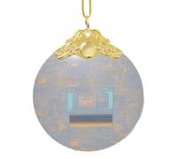 Collier à pendentif rond en verre avec code de programmation, ornements vintage à suspendre, décoration d'arbres de Noël