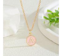 Collier à pendentif rond et délicat de petite taille de couleur classique à détail de lettre initiale pour enfants, bijoux de rue de fête populaire et pour les vacances d'été à la plage pour la vie qu