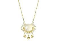 Collier à pendentif, Xiangyun Ruyi Pendentif en calcédoine blanche Lumière d'été Collier de luxe en argent 925 Style chinois Serrure concentrique Ping An Serrure NEC