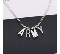 Collier à Perles Rondes et Longues chaînes avec Lettres de l'armée plaqué Argent 925, Cadeau
