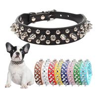 Collier à pointes cloutées pour chien en cuir à rivets réglables pour chiens de petite, moyenne et grande taille, noir, taille XXL