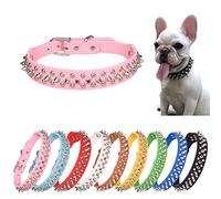 Collier à pointes pour chien en cuir synthétique souple avec rivets cloutés Rose XXL