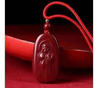 Collier à Quartz Cinabre Collier Feng Shui Collier Pendentif Bouddha Riant Pierre Talisman Bonne Chance Collier à Cordes Rouge/Noir Pierres Précieuses Naturelles Attirer la Richesse la Prospérité,