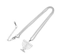 Collier à Symbole en Acier Inoxydable Argenté, Bijoux de Hanoukka | Design Ajouré Résistant à L’usure, Expression Symbolique, pour Adultes Juifs et Adolescents Lors des Fêtes Religieuses,