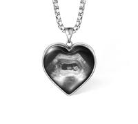 Collier à ultrasons personnalisé en forme de cœur pour bébé, collier avec pendentif échographie photo et texte, pendentif échographie, bijou souvenir de nouveau-né, bijoux de condoléances pour fausse