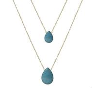 Collier - Abélia - Alliage Plaqué Or Jaune 18 Carats - Agate Bleu - Taille Unique - Femme