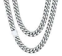 Collier Acier Cubaine Grosse Chaîne Homme 66 cm Pour Pendentif Massif Gourmette Femme Maille Ras de Cou Cadeau Fêtes Pères Noël Choker Hip Hop Rappeur 258g