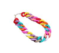 Collier Acrylique-Déclaration Rouge Mat Longue Chaîne Colliers pour Femmes Vintage Coloré Grande Chaîne Chunky Ras Du Cou Pendentifs Colliers Bijoux De Mode, Mélange de Couleurs, Taille Unique