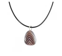 Collier - Agate Botswana - AAA - Pendentif pierre roulée - Cordon réglable - Mixte