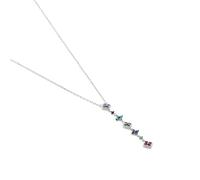 Collier Agatha argent Y rangée fleurs oxydes ligne Beloved