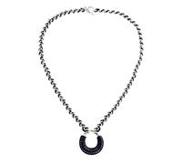 Collier - AGATHA - Sautoir Twiggy - Argenté - Cuir bleu nuit - 65 cm