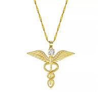 Collier Ailes d'ange Femmes Moissanite Serpent Ouroboros Baguette Magique caducée Urgence médicale médecin infirmière Bijoux Cadeau de Noël