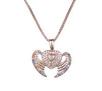 Collier Ailes d'ange Ouvertes en Forme de cœur pour Femmes, Pendentif d'amoureux en Zircon, Bijoux Cadeau d'anniversaire de Mariage