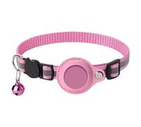 Collier Airtag pour Chat, Collier Chat Anti Étranglement Réglable avec Sangle Réfléchissant, Clochette, Support de Protection Compatible avec Apple AirTag, Rose, 1 Pièce (Traceur GPS Non Inclus)
