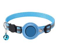 Collier Airtag pour Chat, Collier Chat Anti Étranglement Réglable avec Sangle Réfléchissant, Clochette, Support de Protection Compatible avec Apple AirTag, Bleu, 1 Pièce (Traceur GPS Non Inclus)