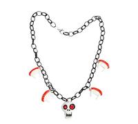 Collier ajustable élégant femmes modernes Étrange Halloween Ch Oke Collier Mignon GHO St Visage Pendentif Collier Acrylique Ch Oke Cravate Vêtements Accessoires Femmes Et Hommes (Black, 25.5X25.5cm)