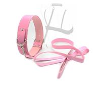 Collier ajustable pour chien en cuir rose