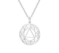 Collier Alcooliques Anonymes pour femmes Symbole de rétablissement Pendentif de rétablissement Triangle Phase de Lune Bijoux AA NA Cadeau Hommes (argent)