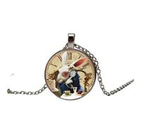 Collier Alice au pays des merveilles en verre avec œil de lapin fait à la main avec photo privée, 4
