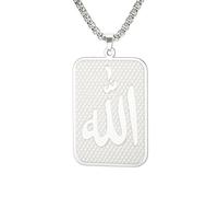 Collier Allah Islamique Ayatul Kursi Pendentif Quran Protection Asma - Ul - Husna Collier Arabe Script Musulman Bijoux Religieux Islam Eid Ramadan Cadeau Femmes Hommes (Allah argent)