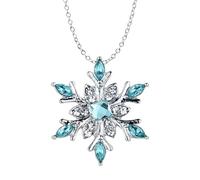 Collier ALLY-MAGIC avec pendentif flocon de neige en argent pour femmes, pendentif flocon de neige bleu en argent avec cristal, bijoux de Noël pour femmes et filles Y7XHXL