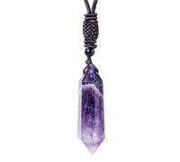 Collier améthyste pour homme - Pendentif hexagonal en naturel | Collier en corde en dentelle de fait à la main élégant pour homme, Siehe Beschreibung, Voir description, Voir
