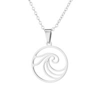 Collier & amp; Vague de l'Océan en Acier Inoxydable; Pendentif Rond Ondulé Boucles d'oreilles Géométriques Plage Sea Surfer Ensemble de Bijoux de Surf Clever