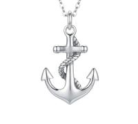 Collier ancre en argent sterling 925 avec corde petit modèle |LK_NLC_03138 | bronze crescent moon. hunter food forager chef gift. delicate fairytale gardener gift with 18 inch
