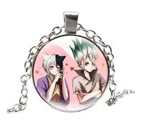 Collier Anime Dr.Stone pour homme et femme avec pendentif rond Senku Ishigami Collier chaîne de dessin animé Cosplay Bijoux en gros, nan