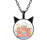 Collier Anime Sumikko Gurashi pour femme en verre transparent avec pendentif en forme d'oreille de chat, Verre