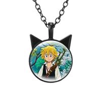 Collier Anime The Seven Deadly Sins - Figurine de dessin animé Meliodas Elizabeth Hawk Ban - Pendentif dôme en verre - Cadeau idéal, Verre