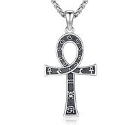 Collier Ankh en Argent Sterling 925 pour Homme et Femme, Pendentif Croix Ankh Égyptien Protection Bijoux Cadeau