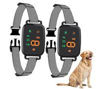 Collier Anti Aboiement Chien, 4 Modes Son/Vibration/Choc Electrique, Réglable 8 Niveaux de Sensibilité, Rechargeable Contrôle Anti-aboiement Intelligent, Étanche IP67 pour Gros Petit Chien-Lot de 2
