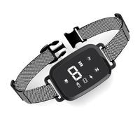 Collier Anti aboiement Intelligent pour Chien Rechargeable USB Affichage HD Dressage électrique Automatique étanche IP67 3 Modes 8 Niveaux sensibilité Vibration Son (White)