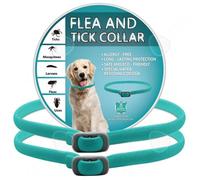 Collier Anti Puces 2 pcs Sécurité imperméable réglable longueur 65cm protection 8 mois pour chiens Sûr et pratique à porter bleu