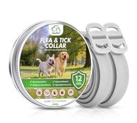 Collier Anti Puces pour Chien, 2 Pack Collier Imperméable Ajustable pour 12 Mois, Répulsif Longue Durée pour Prévenir Les Parasites Phez Les Phiens de Petites, Moyennes et Grandes Races (65 cm)
