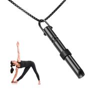 Collier anti-stress, sifflet portable en acier inoxydable, collier anti-anxiété, exercices de respiration, cadeau de relaxation pour homme et femme (noir), taille unique, Métal, Pas de gemme
