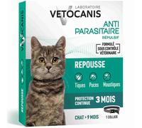Vetocanis | Collier chat anti-puces et anti-tiques | Traitement et Protection Antiparasitaire Chat | Efficace 3 Mois | Pour Chat de + de 9 Mois | Résiste à l'Eau | Formulé sous contrôle Vétérinaire