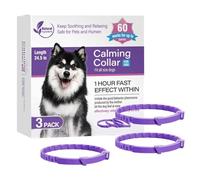 Collier apaisant pour chien - Lot de 3 colliers relaxants pour animaux de compagnie, longue durée de 60 jours, longueur réglable 62 cm, réduit les aboiements, l'anxiété, la mastication, l'agressivité