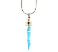 Collier Apatite Bleu Neon Brut. Modèle Tube. Couleur Argent.