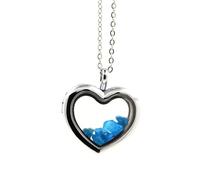 Collier Apatite Bleu Neon Brut. Modèle Coeur.
