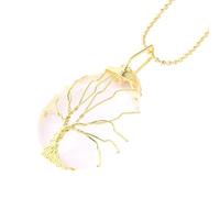 Collier Arbre De Vie Avec Cristal Pour Femmes Hommes Pendentif En Pierre Naturelle Enroulé De Fil Colliers Avec Chaîne De Perles En Or Forme De Larme Cristal Bijoux Accessoires Pierre Blanche